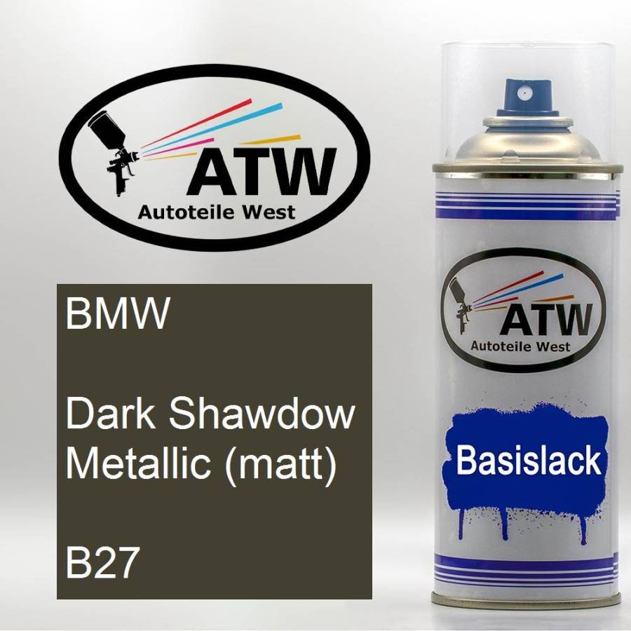 BMW, Dark Shawdow Metallic (matt), B27: 400ml Sprühdose, von ATW Autoteile West.